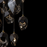 Chrysalis 9-Light Mixed Crystal Chandelier detail in Modern Brass, Black Crystal, Long, by Hubbardton Forge