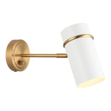 Cilindro Wall Sconce 8 Inch Aged Gold Brass & White