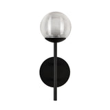 Claremont Wall Sconce Black Clear Ribbed Glass By Kuzco