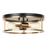 Clarke Round Flush Mount 13 Inch Black & Aged Gold Brass