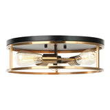Clarke Round Flush Mount 16 Inch Black & Aged Gold Brass