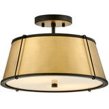 Clarke Semi Flush Mount Black Lacquered Dark Brass Accents By Hinkley