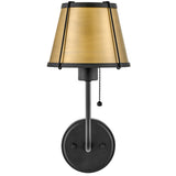 Clarke Single Light Sconce Black Lacquered Dark Brass By Hinkley