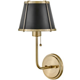 Clarke Single Light Sconce Warm Brass Black Accents By Hinkley 1
