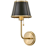 Clarke Single Light Sconce Warm Brass Black Accents On By Hinkley