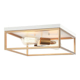 Clarke Square Flush Mount 13 Inch White + Aged Gold Brass