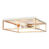 Clarke Square Flush Mount 16 Inch White + Aged Gold Brass