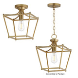 Clifton Single Semi-Flush Pendant Natural Aged Brass by Maxim Lighting