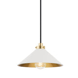 Clivedon Pendant - 12 Inch - Aged Brass with Off-White by Hudson Valley