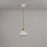 Cobb Pendant Natural White And Satin Brass Small By Original BTC Front View