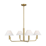 Colfax Chandelier — 34 1/2", White Linen, Burnished Brass