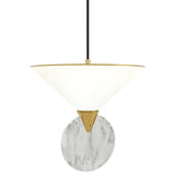 Compass Pendant Light Satin Brass White Marble By CVL