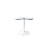 PLANET CS4005-FD ROUND DINING TABLE BY CONNUBIA, TOP: TEMPERED GLASS, COLUMN/FLOOR: MATT OPTIC WHITE, , | CASA DI LUCE LIGHTING
