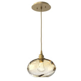 Coppa Pendant Light By Hammerton, Color: Amber, Finish: Gilded Brass
