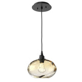 Coppa Pendant Light By Hammerton, Color: Amber, Finish: MAtte Black