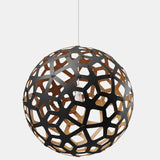 Coral Pendant Light Black 1 Side Outside Bamboo 16 Inch By David Trubridge