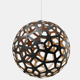 Coral Pendant Light Black 1 Side Outside Bamboo 24 Inch By David Trubridge