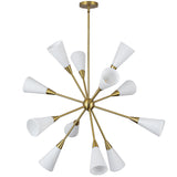 Cosmo Chandelier Brushed Gold Glossy Ribbed Opal Glass By Alora - Front View1
