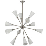 Cosmo Chandelier Brushed Nickel Glossy Ribbed Opal Glass By Alora - Front View