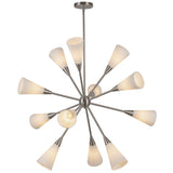 Cosmo Chandelier Brushed Nickel Glossy Ribbed Opal Glass By Alora - Front View