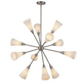 Cosmo Chandelier Brushed Nickel Glossy Ribbed Opal Glass By Alora