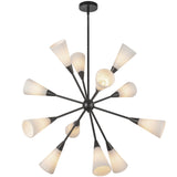 Cosmo Chandelier Matte Black Glossy Ribbed Opal Glass By Alora
