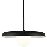 Creston Pendant Light Matte Black White Interior Large By Matteo - Front View
