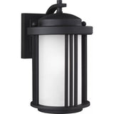 Crowell Outdoor Wall Lantern — Small, Black with Satin Etched Glass
