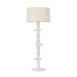 Cullen Floor Lamp by Troy Lighting in Vintage Gold Leaf with Ceramic Gypsum Clay, stacked-pebble ceramic body with natural linen shade