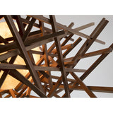 Cura Pendant Light by Cerno in raw walnut - detail of the solid wood sticks and paper mache globe
