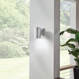 Cylinder Outdoor Wall Light Small Brushed Aluminium By Kichler - Lifestyle View