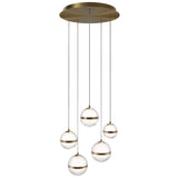 Cyllindra Round Multi-Light Suspension 5 Lights Aged Brass By WAC Lighitng