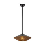 Dafne Pendant Light Matte Black Braided Rope Medium By Alora Front View