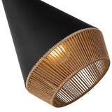Dafne Pendant Light Matte Black Braided Rope Small By Alora Detailed View