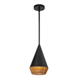 Dafne Pendant Light Matte Black Braided Rope Small By Alora