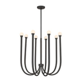 Dahlia 28-inch 8-light Textured Black Chandelier with Opal Glass Shades