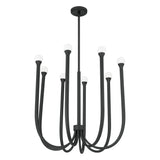 Dahlia 28-inch 8-light Textured Black Chandelier with Opal Glass Shades