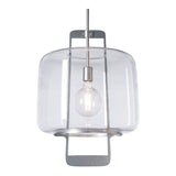 Dane Lantern Pendant, shown in Sterling, Clear Glass, by Hubbardton Forge