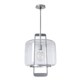 Dane Lantern Pendant, shown in Sterling, Clear Glass, by Hubbardton Forge