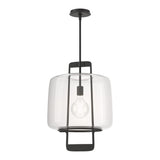 Dane Lantern Pendant in Black, Clear Glass by Hubbardton Forge