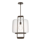 Dane Lantern Pendant in Bronze, Clear Glass by Hubbardton Forge