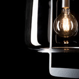 Dane Lantern Pendant detail in Sterling, Clear Glass, by Hubbardton Forge