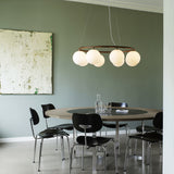 Dark Bronze/Opal 8 Lights Miira Circular Chandelier by Nuura in Dining Room
