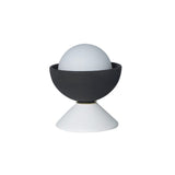 Don Ceramic Table Lamp by Geo Contemporary with a Graphite ceramic dome on a White ceramic base and a white glass globe