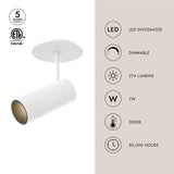 White Downey 2-in Semi-Flush Mount By Kuzco with Ligh Source