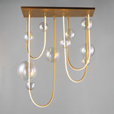 Dreamer LED Rectangular Pendant Natural Aged Brass Without Light By Studio M - Front View