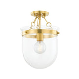 Dunbar Semi Flush - Aged Brass