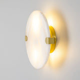 Dundee Circular Alabaster Wall Light Satin Brass