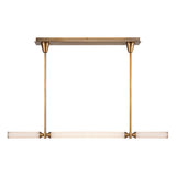 Edwin Linear Chandelier Vintage Brass Frosted Ribbed Glass By Alora