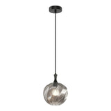 Eesha Pendant 9 Inch Matte Black + Smoked Glass